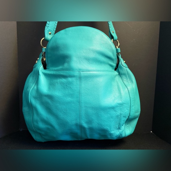✨ Onna Ehrlich Pebbled Leather Crossbody Satchel | Turquoise | NWT - Picture 4 of 11